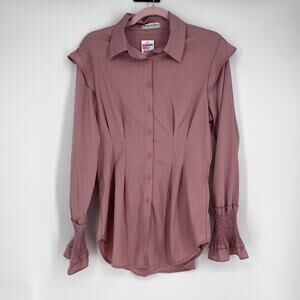 Patrizia Luca Millano Ruffle Sleeve Button Up Shirt Size M